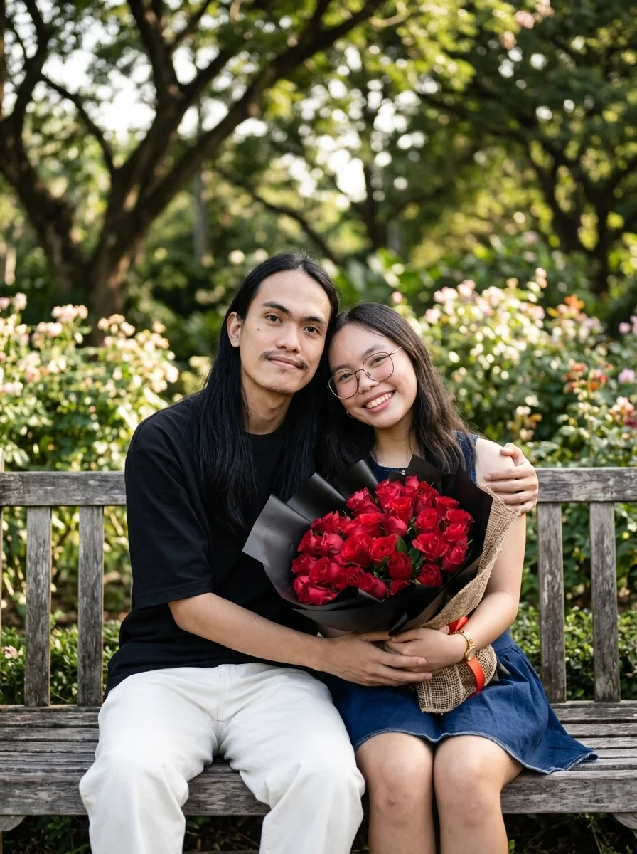 Couple sitting on bench